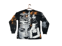 Image 1 of Sade 2pac Lauren Hill NYC  black/white upcycled bleached T shirt