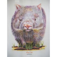 Image 2 of "Gentle Giant" - Australian Wombat Tea Towel (White or Natural Cotton)