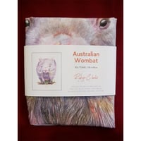 Image 3 of "Gentle Giant" - Australian Wombat Tea Towel (White or Natural Cotton)
