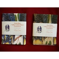 Image 4 of "Majestic Pair" - Yellow-tailed Black Cockatoo Tea Towel (White Cotton or Natural Cotton)