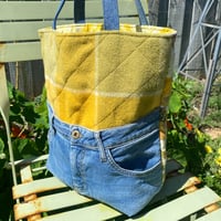 Image 3 of Zesty Denim Handmade Tote Bag Upcycled Vintage Fabrics & Denim