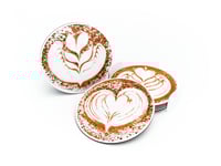 Image 1 of Latte Art Coasters (3-pack w/holder) color or greyscale, by bamingodesign
