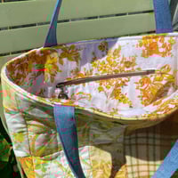 Image 4 of Sunny Meadow Handmade Tote Bag Upcycled Vintage Fabrics & Denim