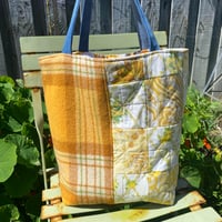 Image 2 of Sunny Meadow Handmade Tote Bag Upcycled Vintage Fabrics & Denim