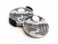 Image 3 of Mountain Coasters (3-pack w/holder) color or greyscale, by bamingodesign