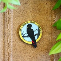 Image 1 of Save Glossy Black Cockatoos Charity Pin (Synthetic Wood)