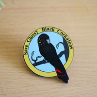 Image 2 of Save Glossy Black Cockatoos Charity Pin (Synthetic Wood)