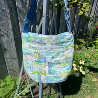 Image 1 of Spring Breath Handmade Shoulder Bag Upcycled Vintage Fabrics & Denim