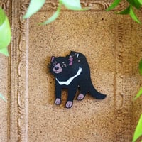 Image 1 of Save Tasmanian Devils Charity Pin (Synthetic Wood)