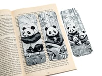 Image 1 of Giant Pandas Bookmarks (3-pack) greyscale, by bamingodesign