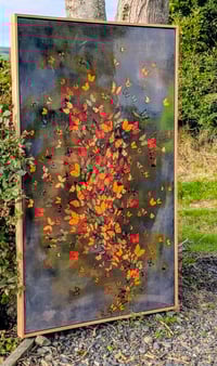 Image 2 of Original Canvas - Butterflies on Heather Grey - 36" x 60"