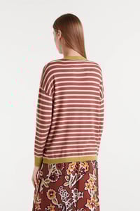 Image 5 of  Jersey cuello pico azul marrón y beige