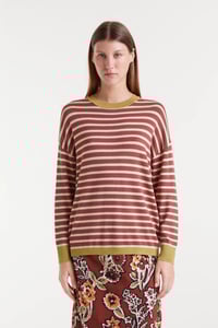 Image 3 of  Jersey cuello pico azul marrón y beige