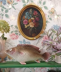 Image 1 of Ancienne jardinière poisson en barbotine 
