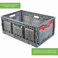 Image 2 of PFV6426 Grey, 23.62"L x 15.74"W x 10.23"H, Vented Collapsible Container