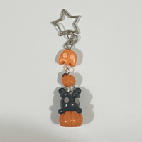 Image 2 of Halloween Bunny and Ghost Keychain - Cute Polymer Clay Pumpkin Charm for Spooky Season