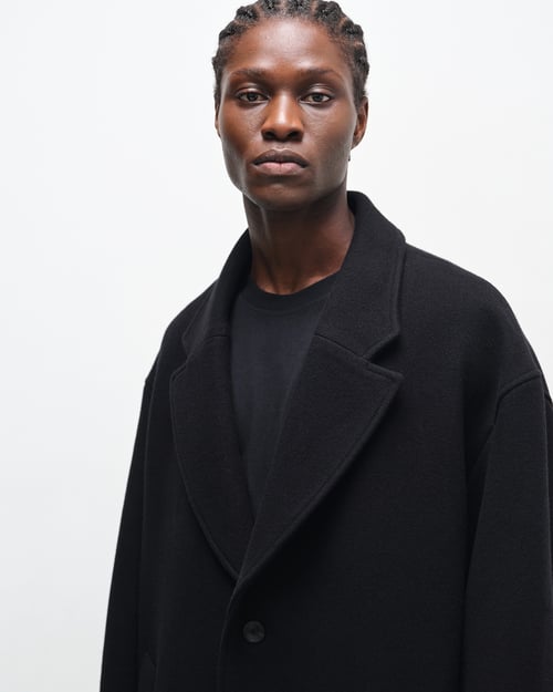 Image of Black Wool Cashmere Overcoat
