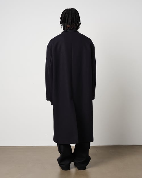 Image of Navy Wool Cashmere Overcoat