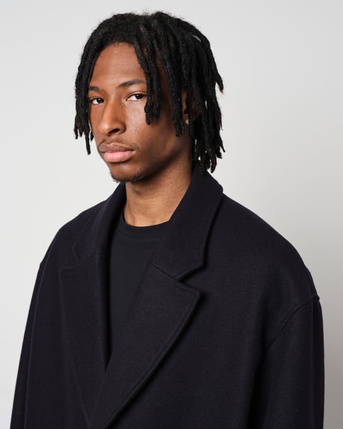 Image of Navy Wool Cashmere Overcoat