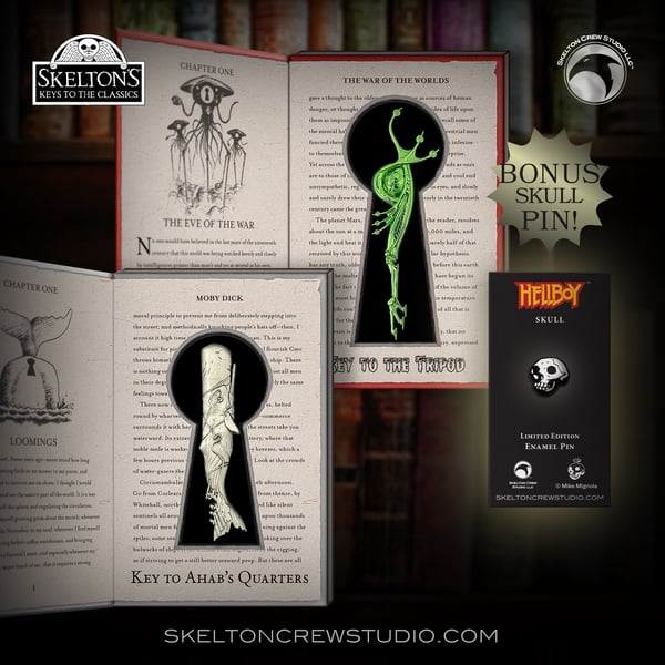 Image of Skelton's Keys to the Classics: Key to Ahab's Quarters & Key to the Tripod w/BONUS Skull Pin!