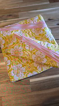 Image 1 of Lemonade days - pink and yellow hemmingway pouch 