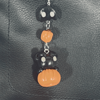 Image 5 of Halloween Bear and Ghost Keychain - Adorable Polymer Clay Pumpkin Charm for Spooky Season