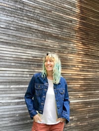 Image of Vintage Jean Jacket with Hand Embroidered Bunnies