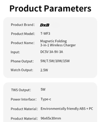 Image 12 of 🔥 DxB 3-in-1 Magnetic Wireless Charger (22.5W, MagSafe, Foldable) – Only €30.80