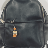 Image 2 of Halloween Pumpkin Bear Keychain - Cute Polymer Clay Keychain for Spooky Season