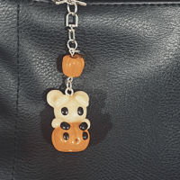 Image 3 of Halloween Pumpkin Bear Keychain - Cute Polymer Clay Keychain for Spooky Season