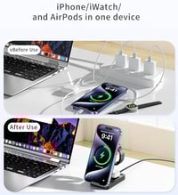 Image 3 of 🔥 DxB 3-in-1 Magnetic Wireless Charger (22.5W, MagSafe, Foldable) – Only €30.80