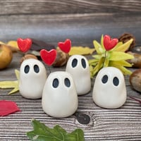 Image 1 of Tiny Ceramic Ghost with Red Heart