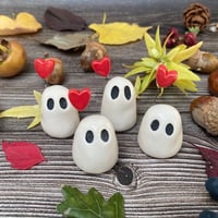 Image 3 of Tiny Ceramic Ghost with Red Heart