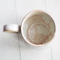 Image 8 of 12 Ounce Rustic White and Ocher Stoneware Mug with Dripping Glazes, Coffee Cup, Made in USA