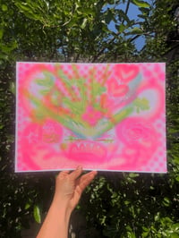 rawr w love - explosive radiating bunny risograph print
