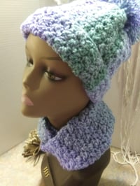 Image 3 of Cozy Hat Scarf Set Handmade Crochet Women Winter Beanie Cowl