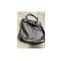 Image 2 of black leather hobo with shirred detail
