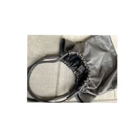 Image 3 of black leather hobo with shirred detail