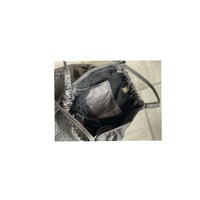 Image 4 of black leather hobo with shirred detail