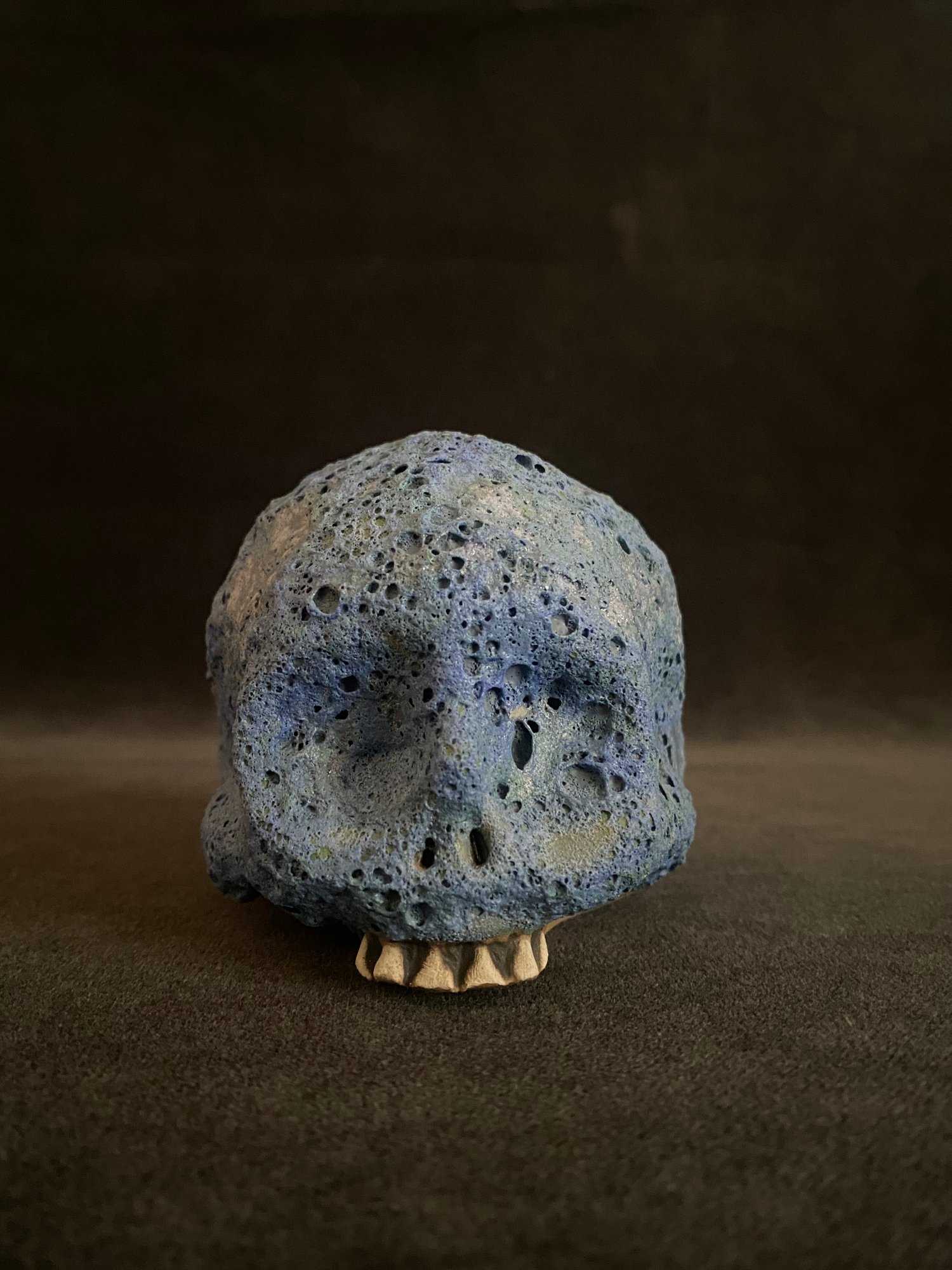 Image of Mini Skull Mug with Blue Crater Glaze (b)