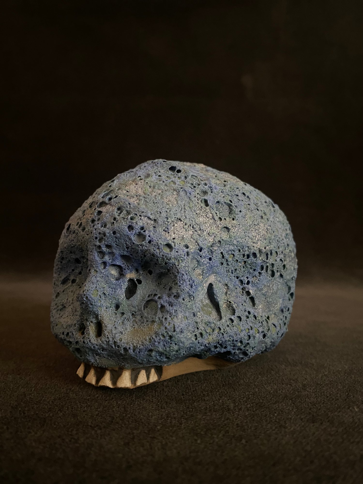 Image of Mini Skull Mug with Blue Crater Glaze (b)
