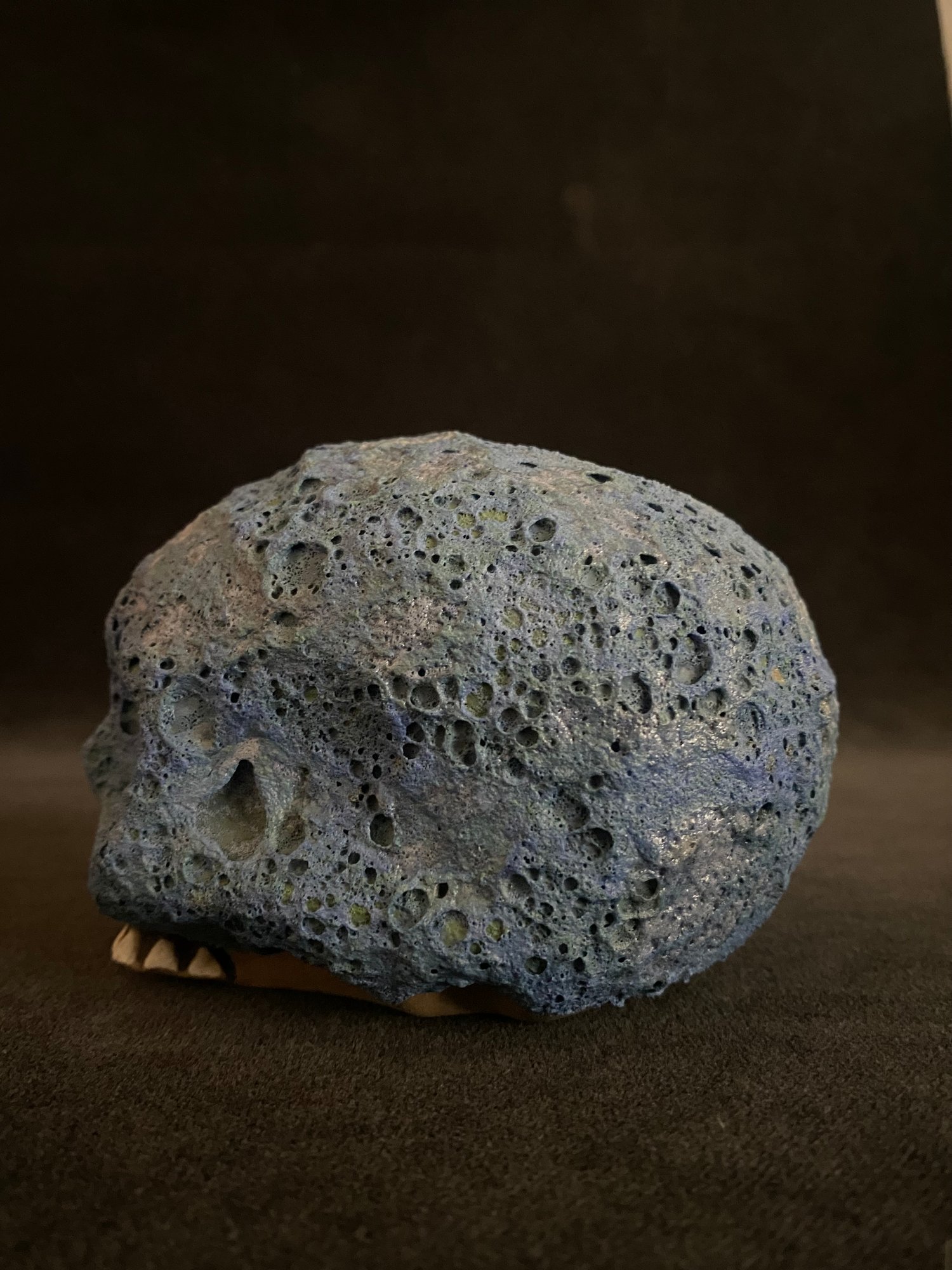 Image of Mini Skull Mug with Blue Crater Glaze (b)