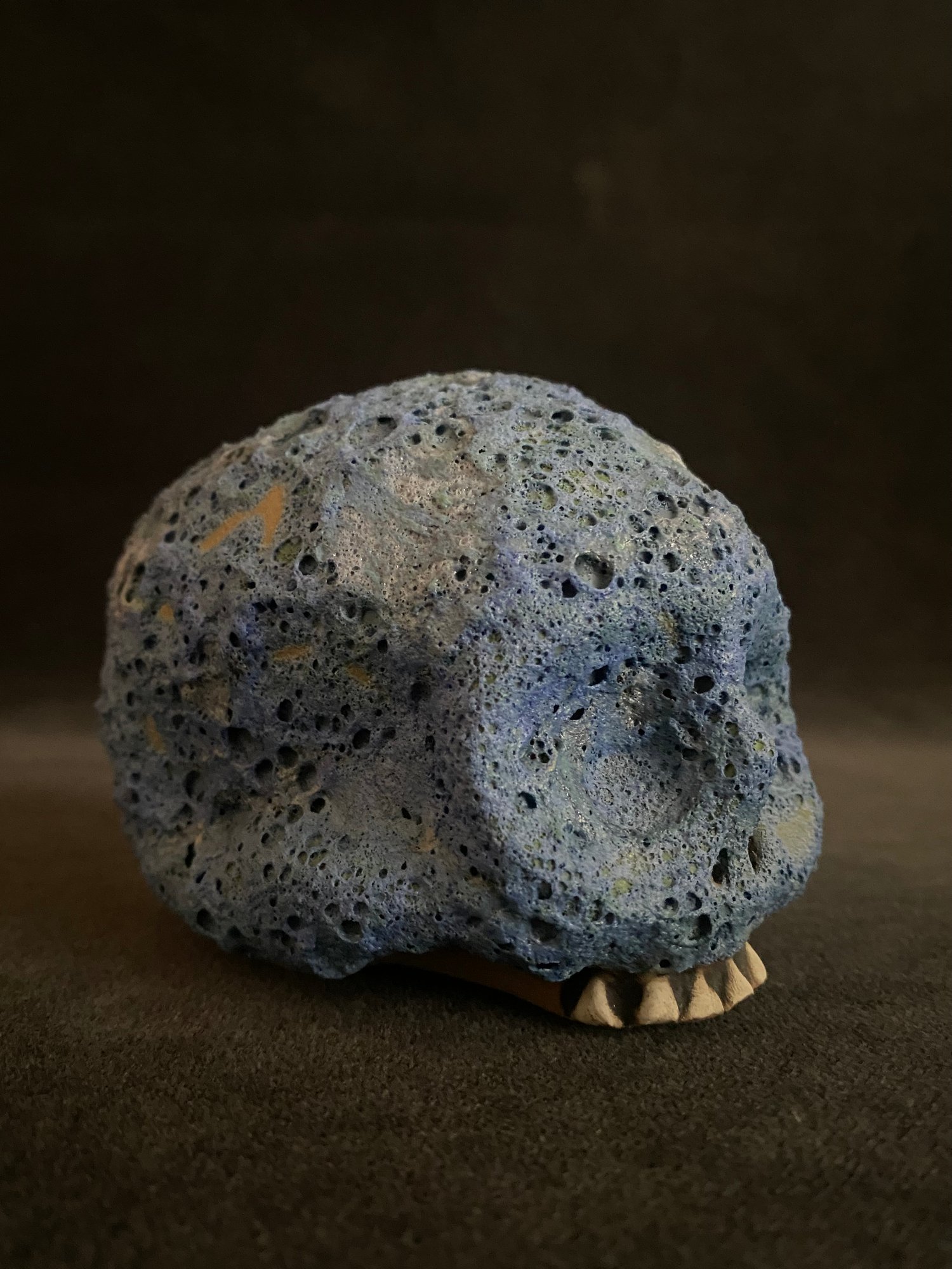 Image of Mini Skull Mug with Blue Crater Glaze (b)