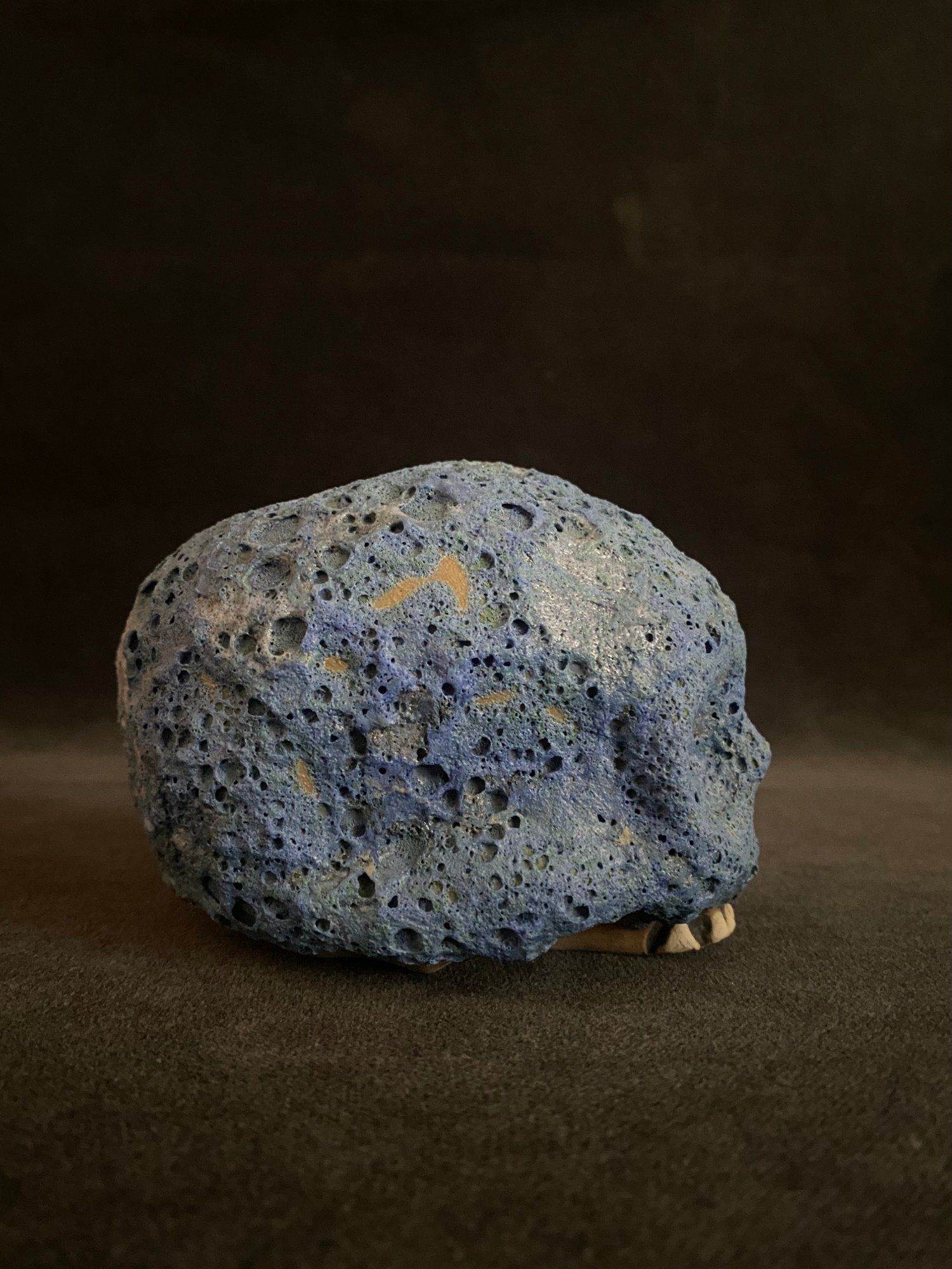 Image of Mini Skull Mug with Blue Crater Glaze (b)