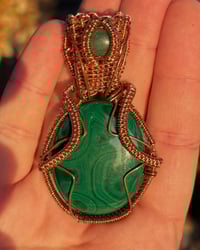 Image 2 of Malachite and Jade copper pendant
