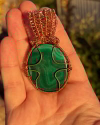 Image 4 of Malachite and Jade copper pendant