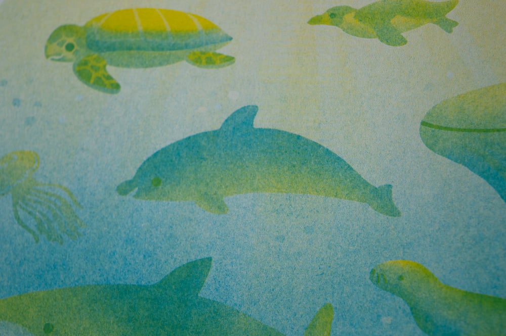Image of Ocean Creatures Risograph Print - 8.5x11"