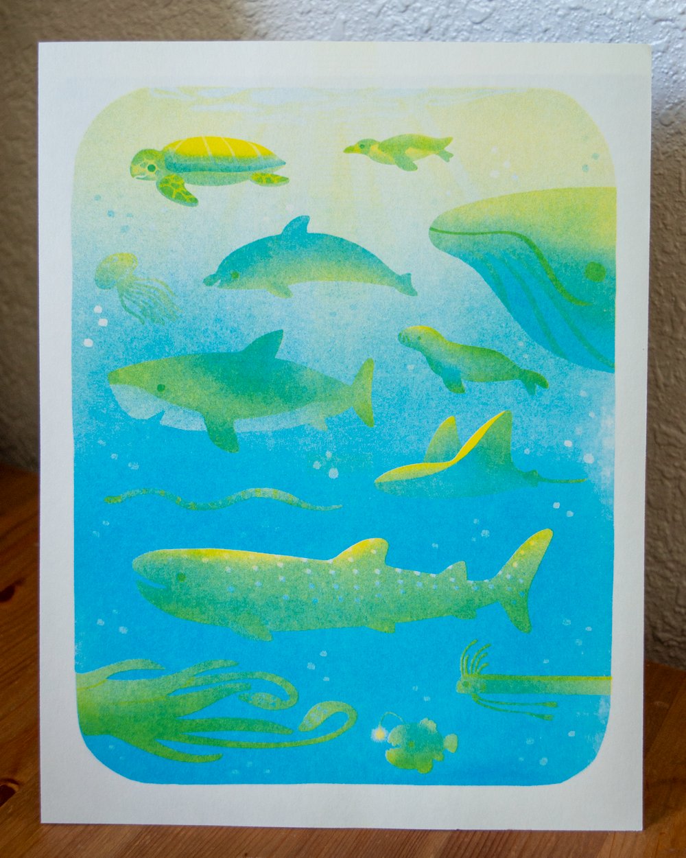 Image of Ocean Creatures Risograph Print - 8.5x11"