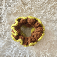 Image 3 of Chocolate Matcha Scrunchie - Handmade Crochet Hair Accessory with Green or Brown Trim