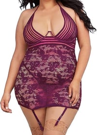 Image 1 of Purple Garter Slip Set